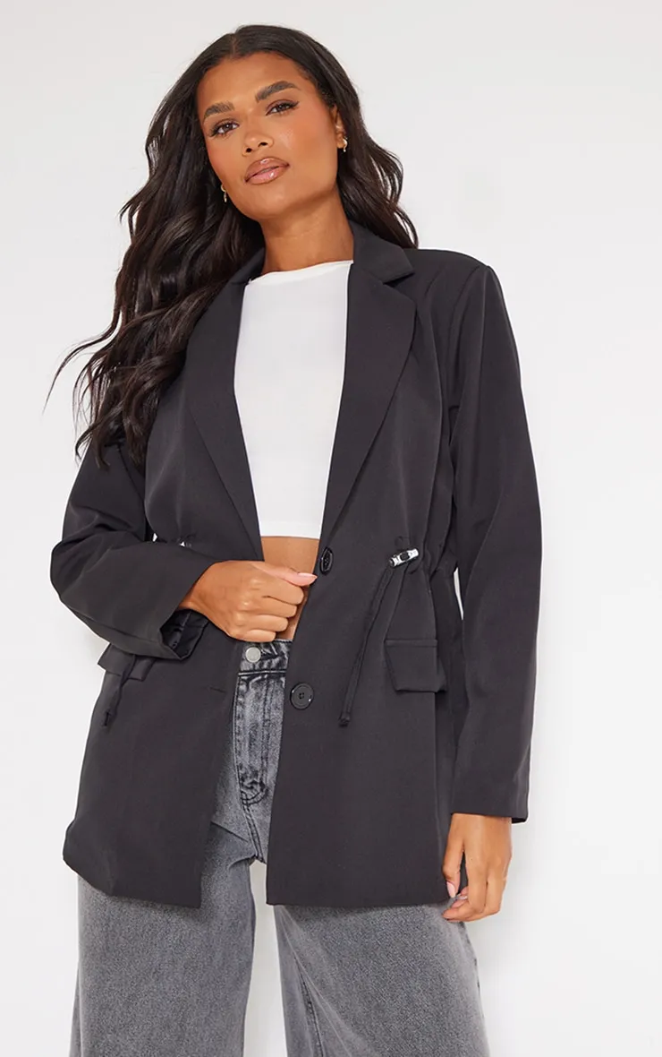 Blazer noir à cordons ajustables sur la taille