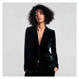 Blazer velours ras uni bouton unique pour femme