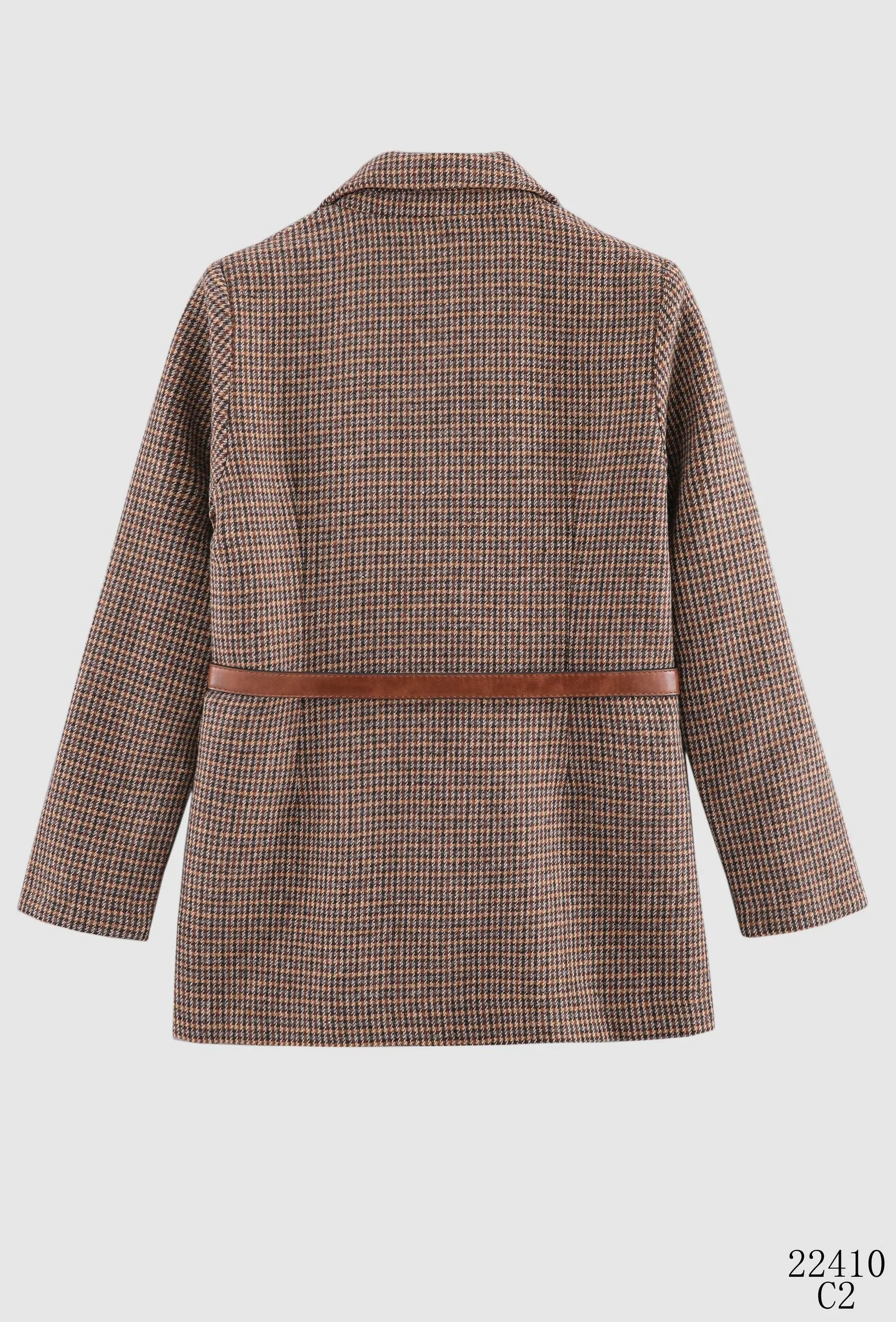 Blazer à carreaux avec ceinture