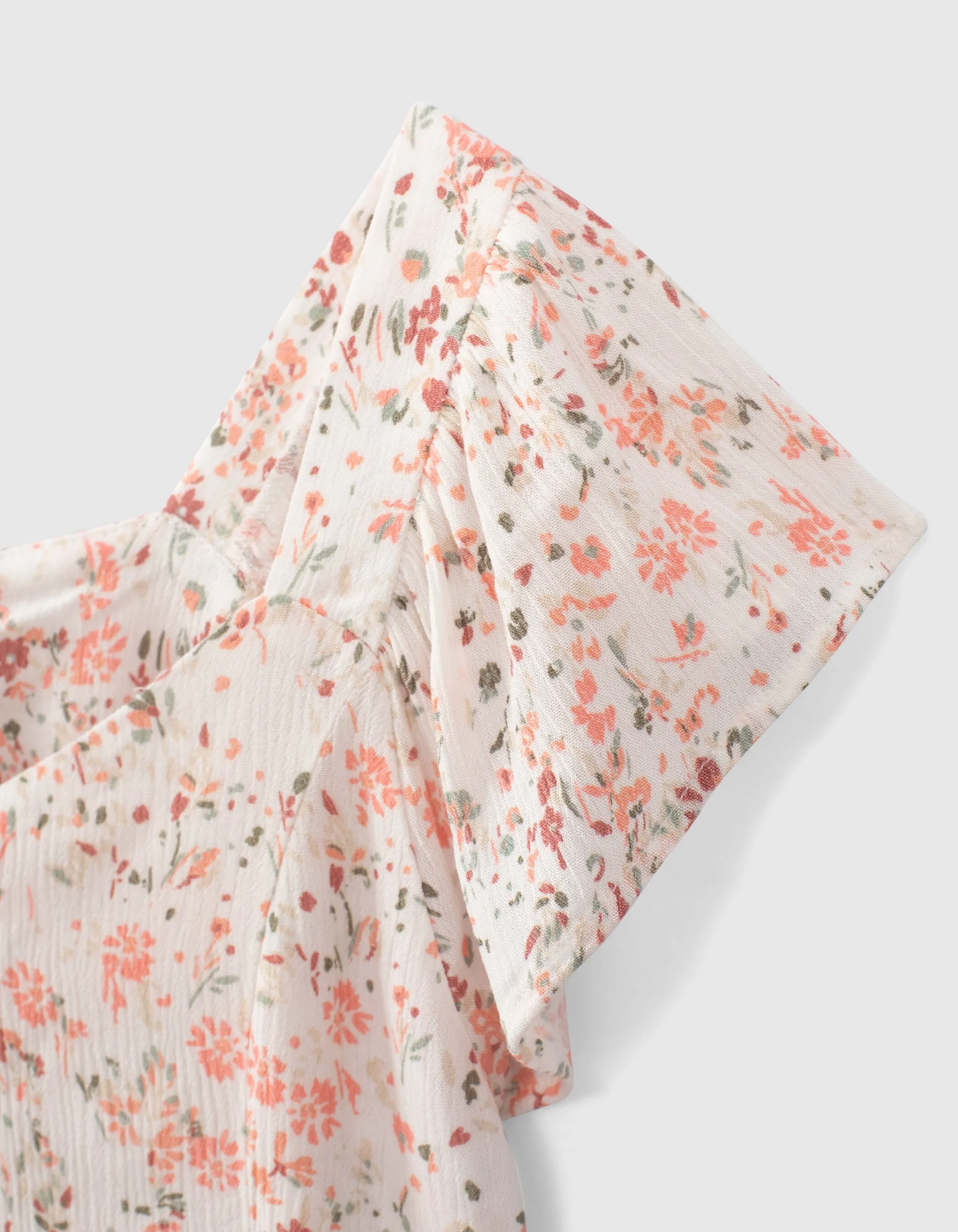 Blouse blanc cassé cropped imprimé fleuri fille