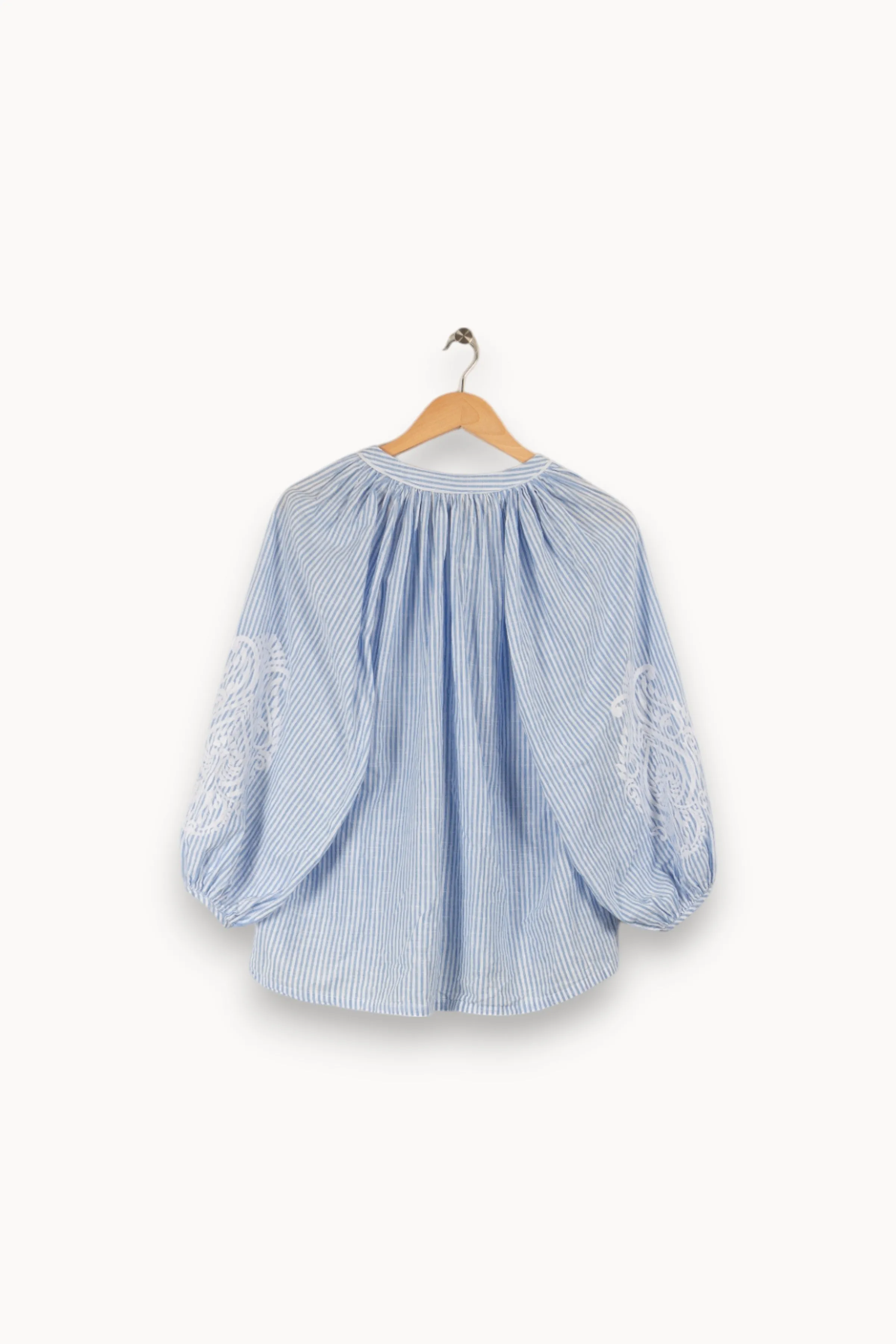 Blouse bleue à rayures blanches - Taille S/36