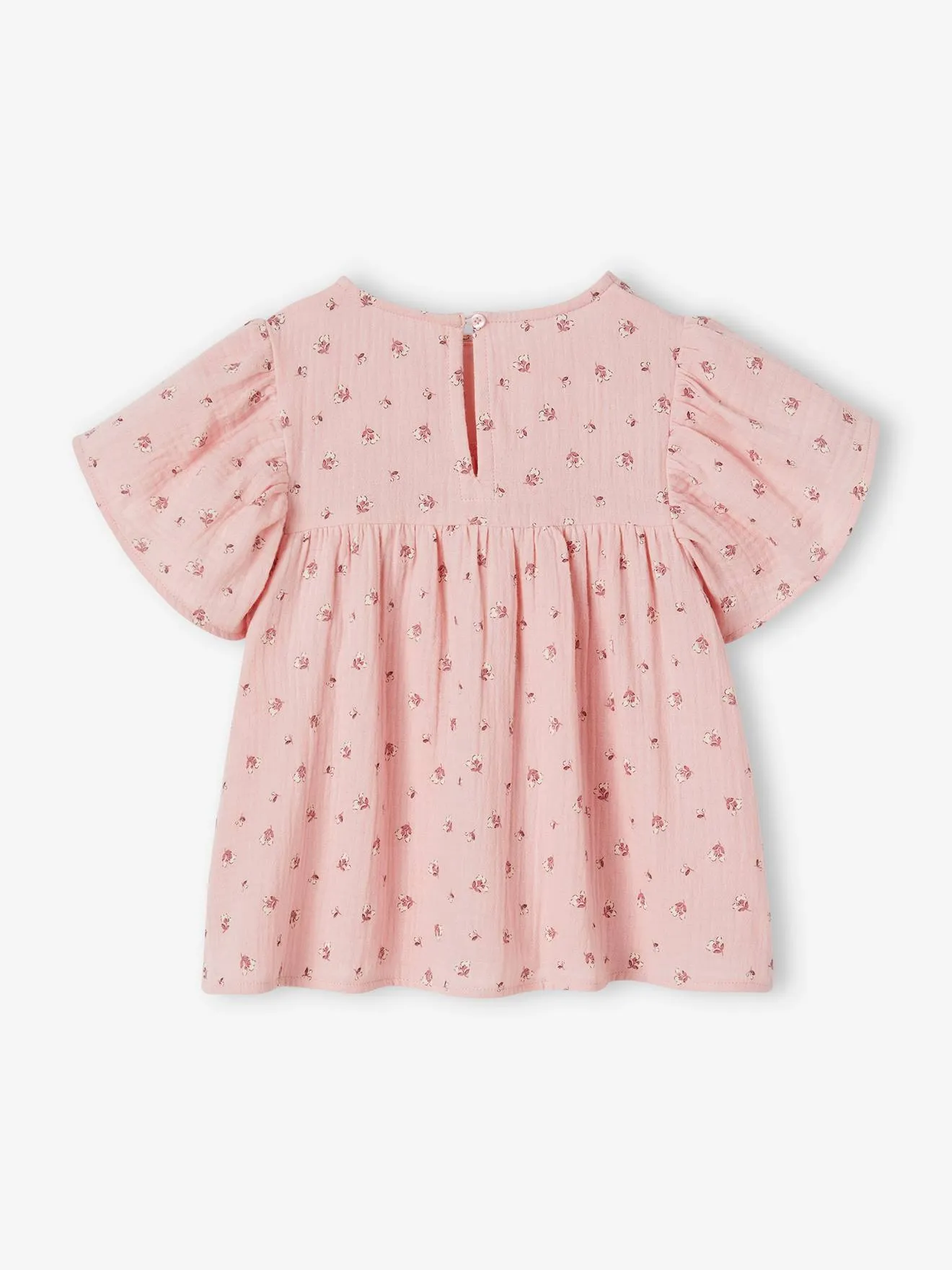 Blouse imprimée en gaze de coton bio fille manches papillon rose - Vertbaudet