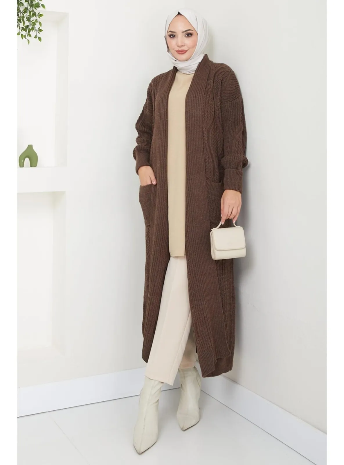 Brown - Knit Cardigan