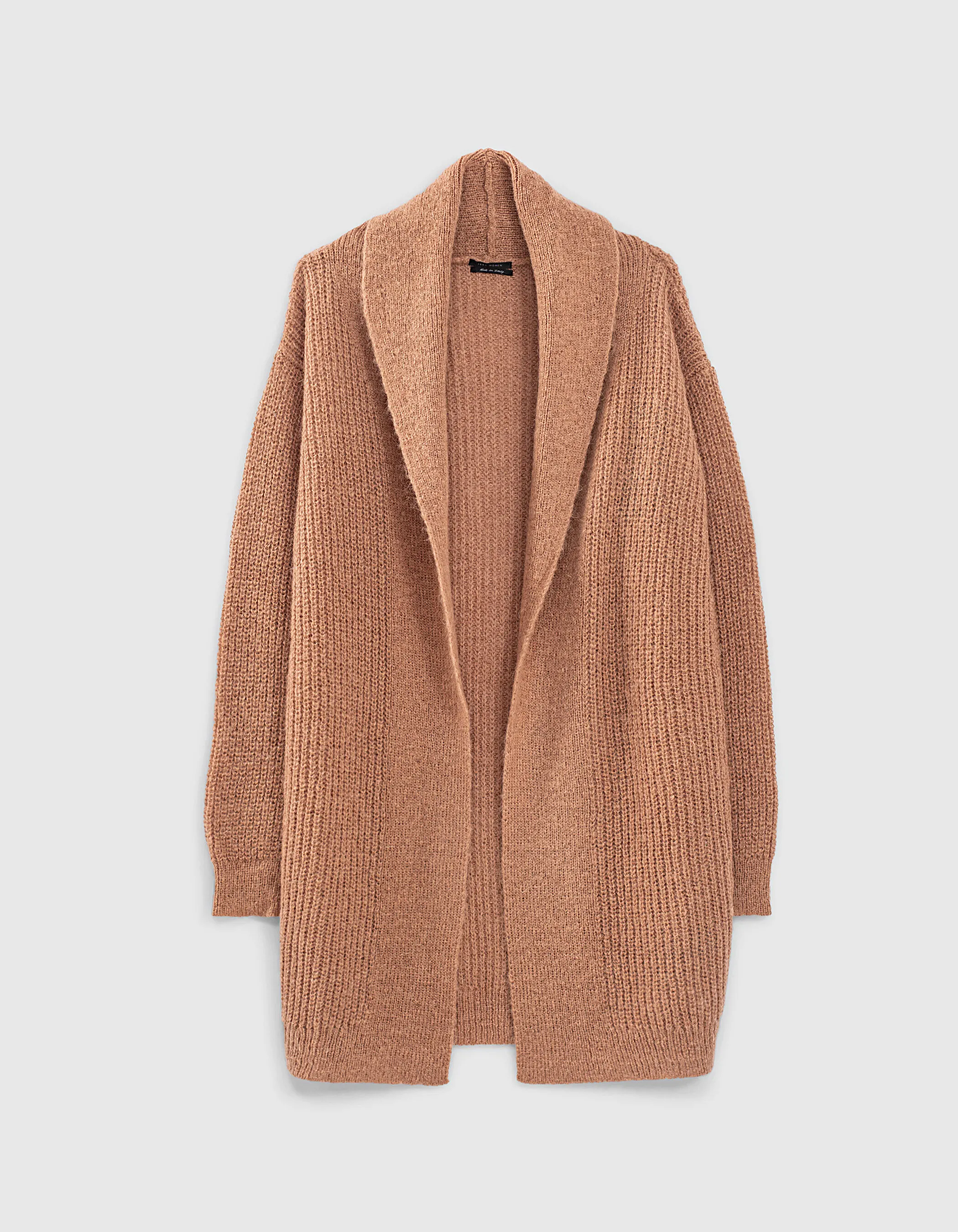 Cardigan beige en maille effet poil femme