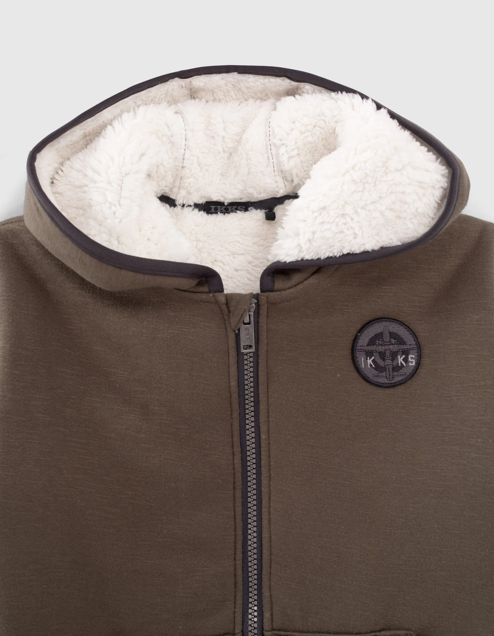 Cardigan kaki intérieur Sherpa maxi print dos garçon 