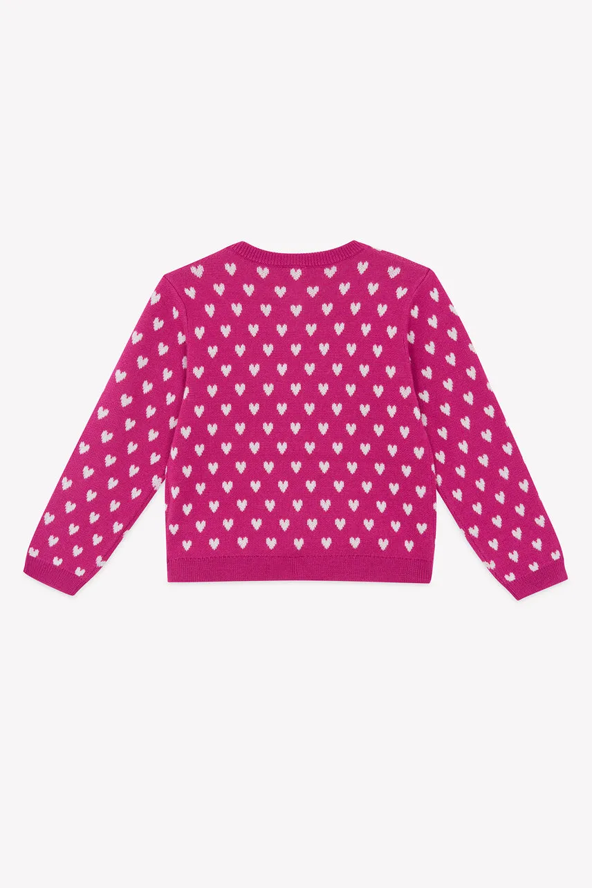 Cardigan - Lilou violet imprimé coeur