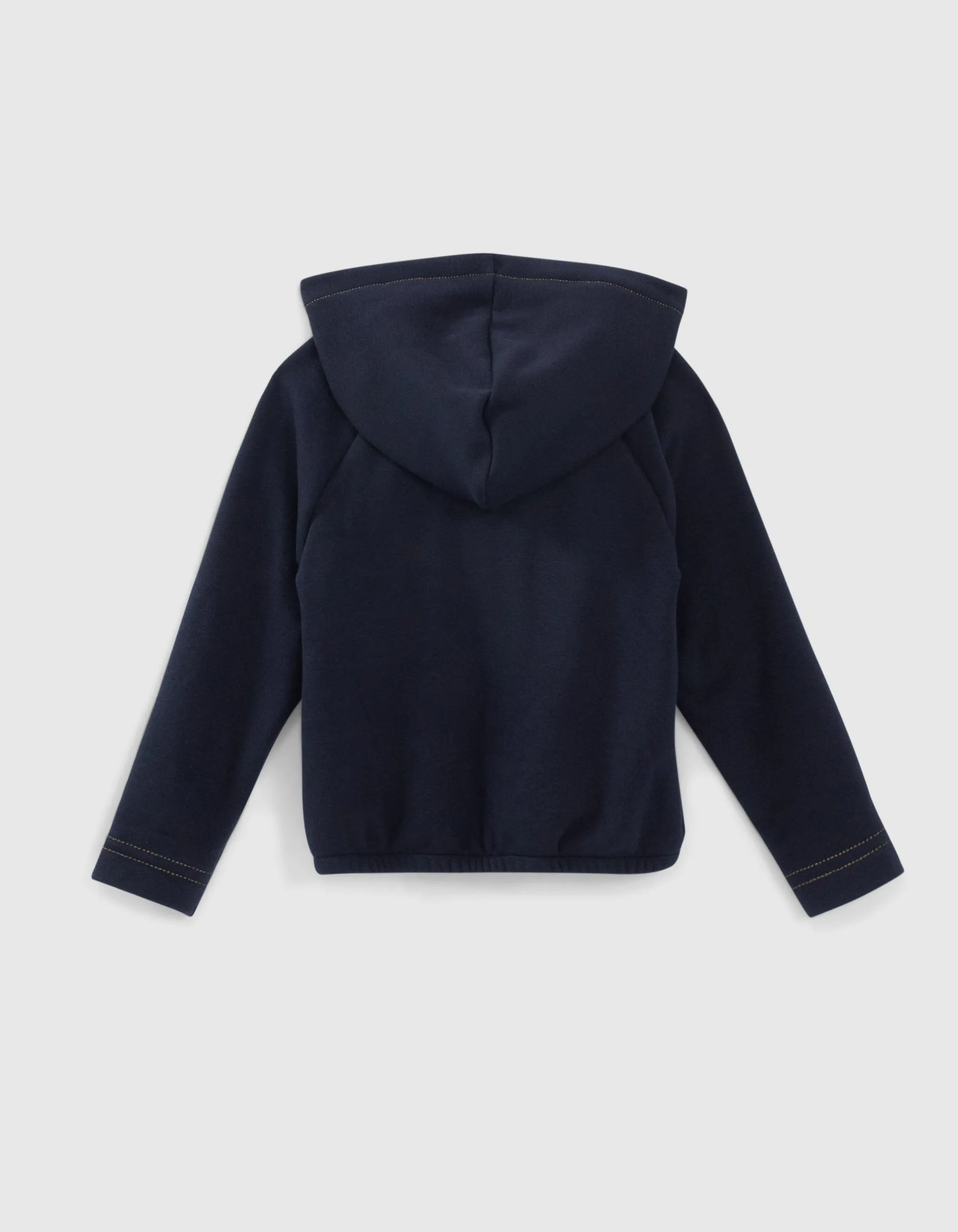 Cardigan navy foncé capuche et rayures dorées fille