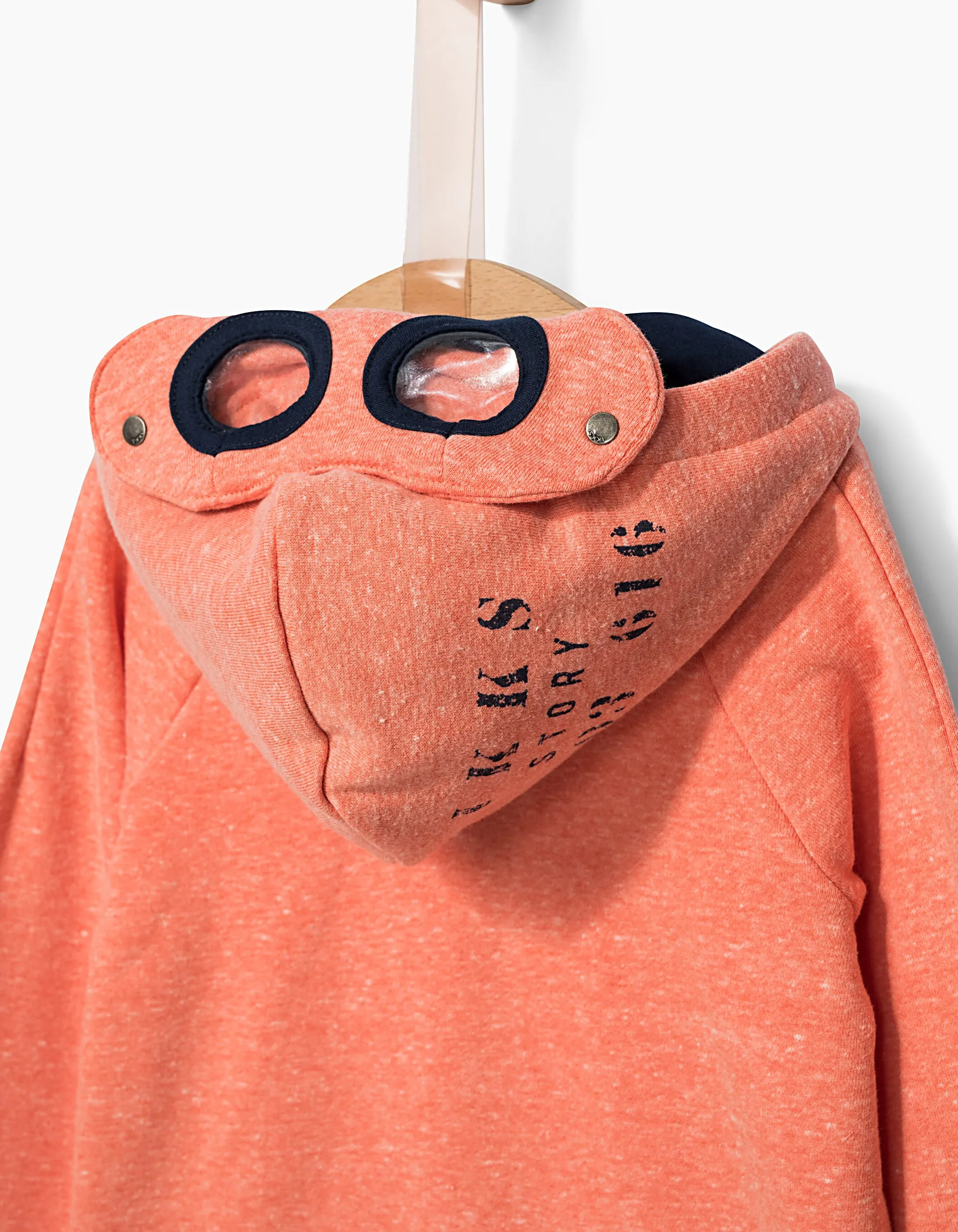Cardigan terracotta en molleton à capuche-masque garçon 