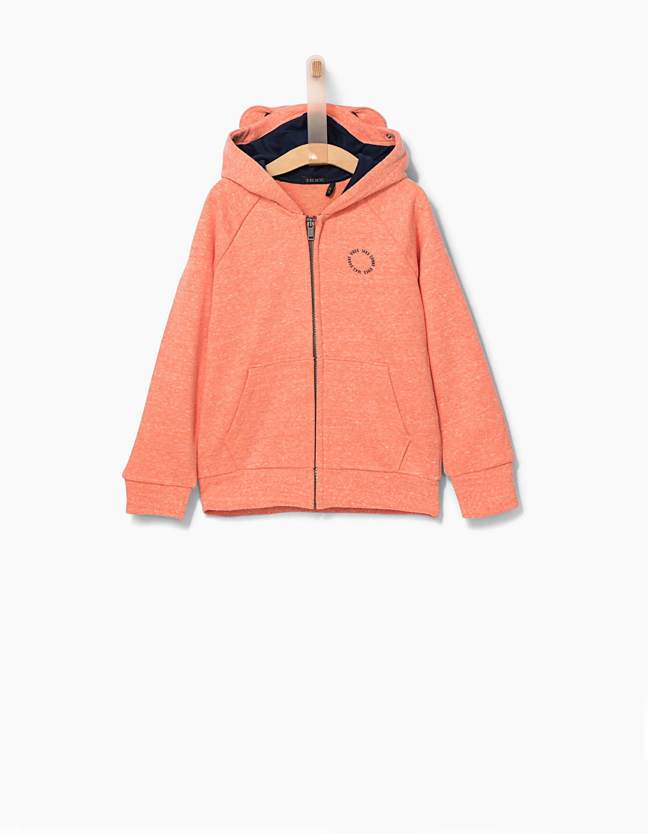 Cardigan terracotta en molleton à capuche-masque garçon 