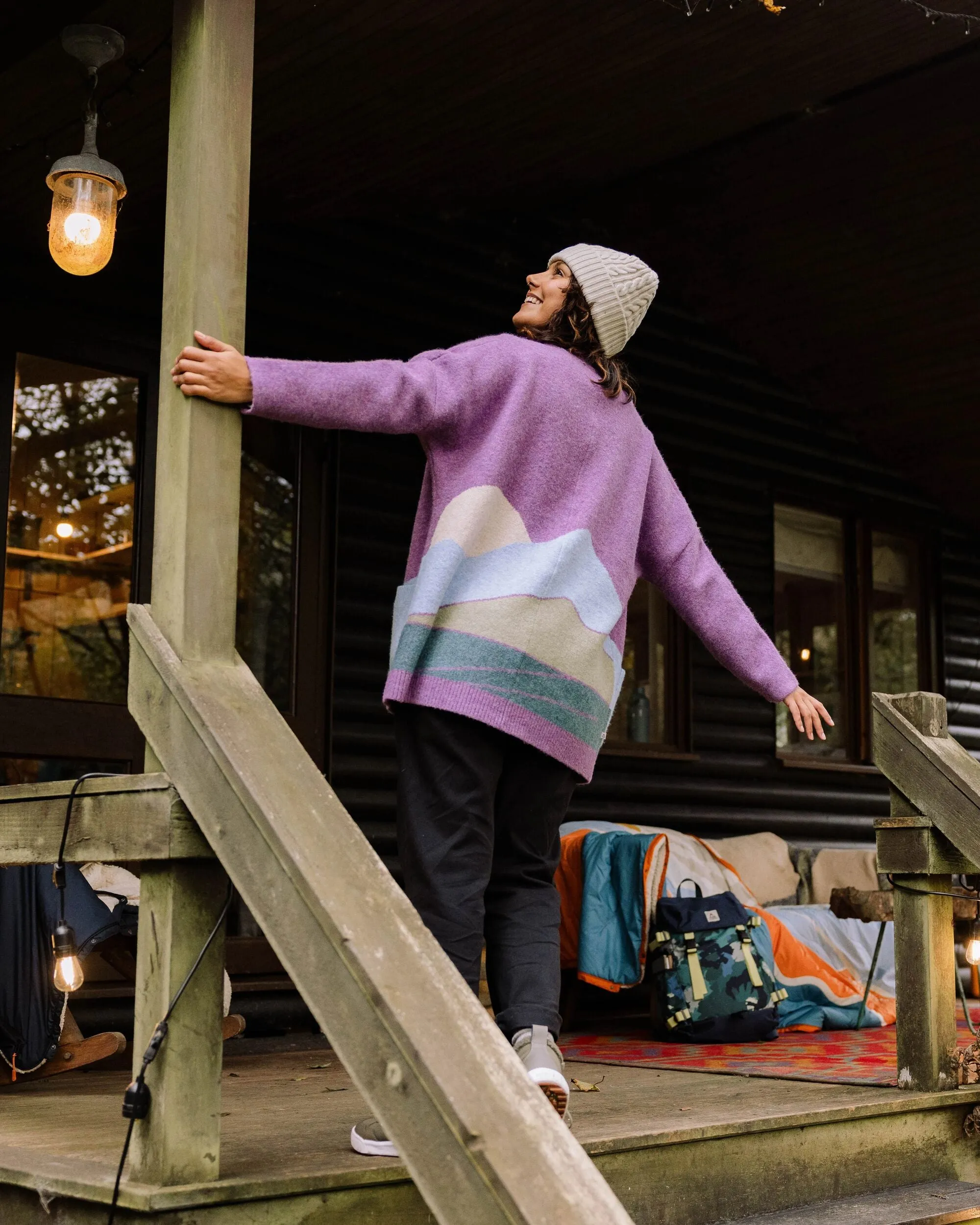 Cardigan Tricoté Recyclé Vista - Rhubarbe