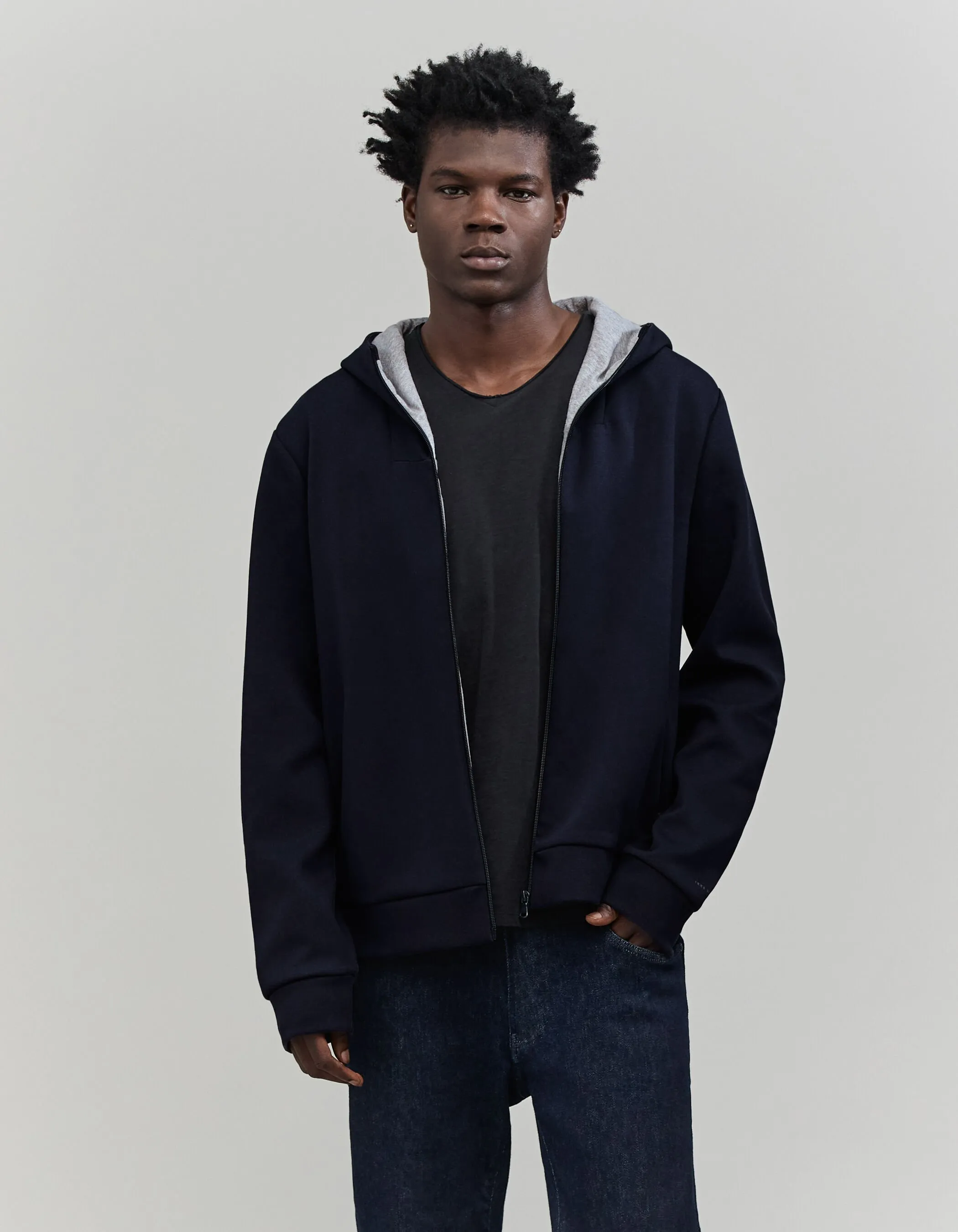 Cardigan zippé marine néoprène Homme