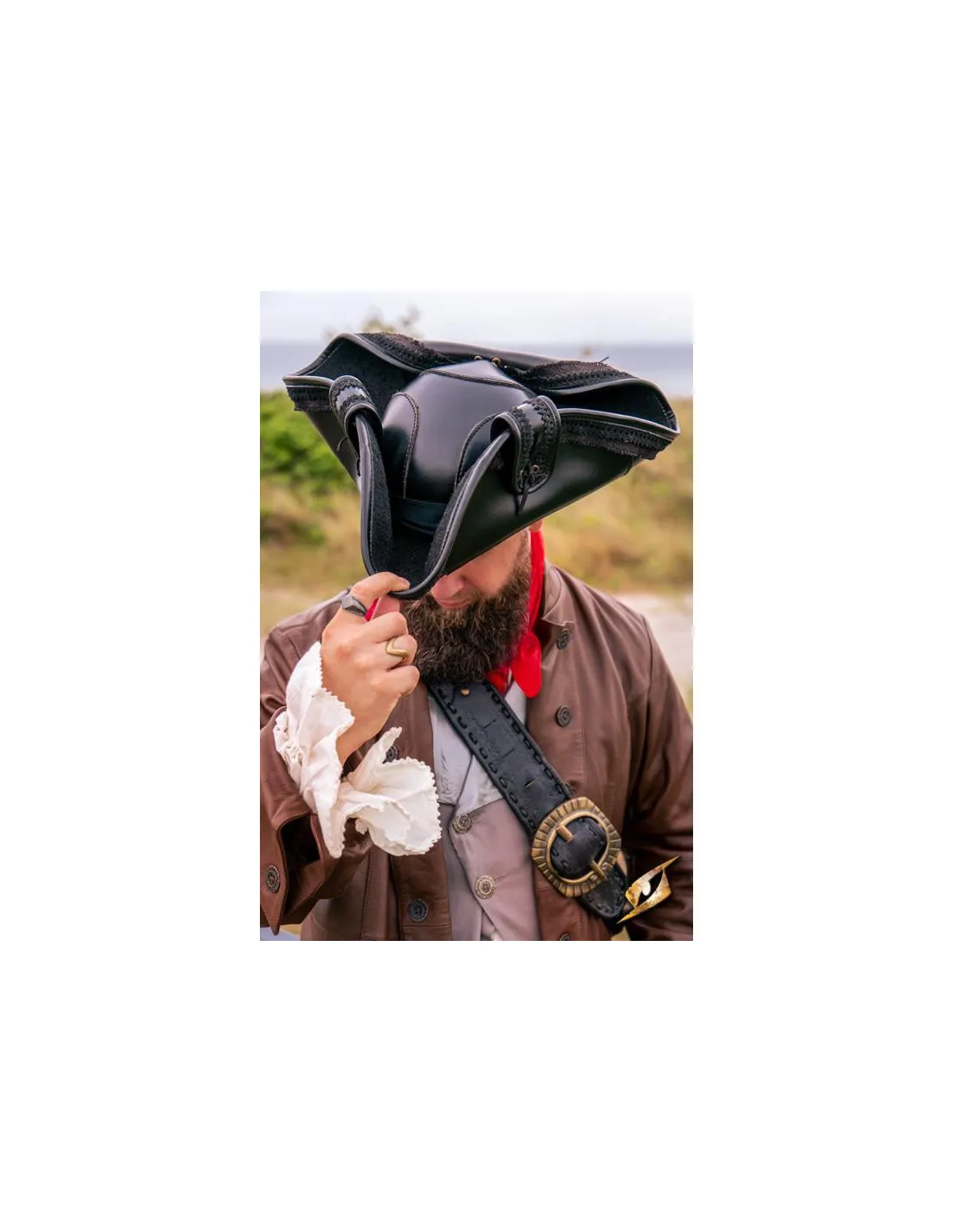 Chapeau de pirate noir en cuir synthétique ⚔️ Boutique Épées