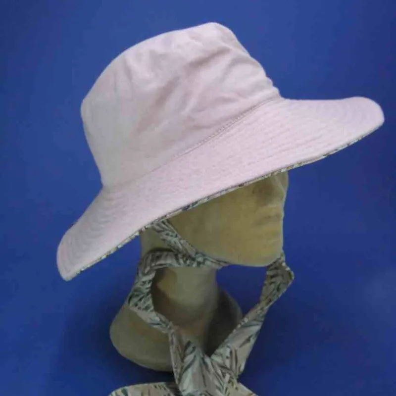 Chapeau de soleil réversible, couleur rose poudré | Capeline femme