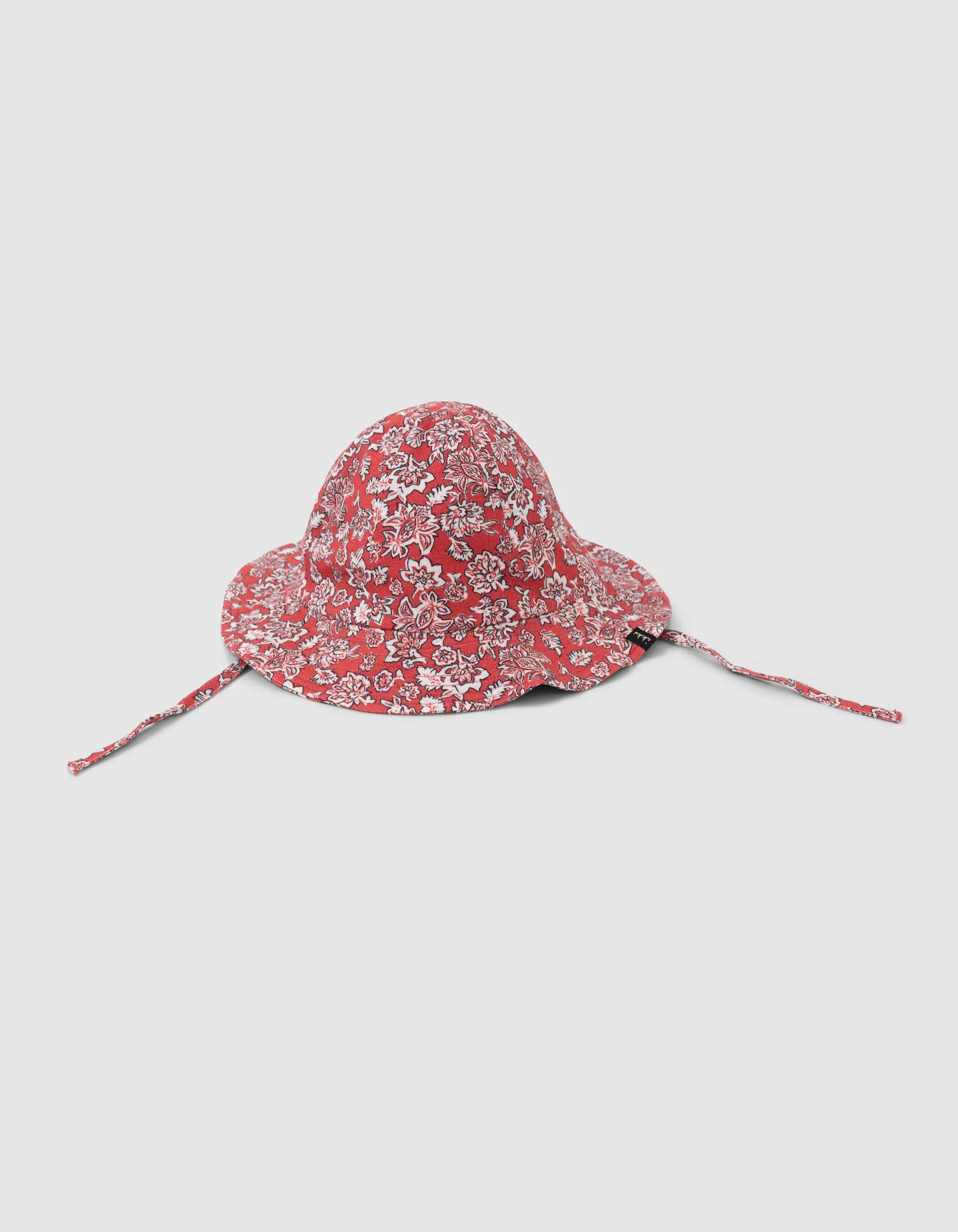 Chapeau rouge imprimé floral bébé fille