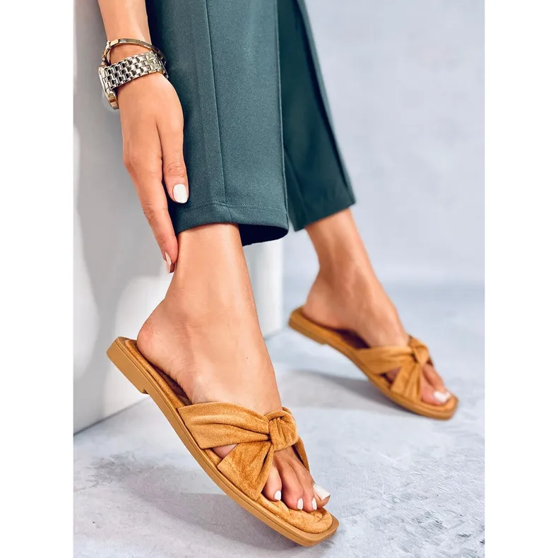 Chaussons femme Teese Camel brun