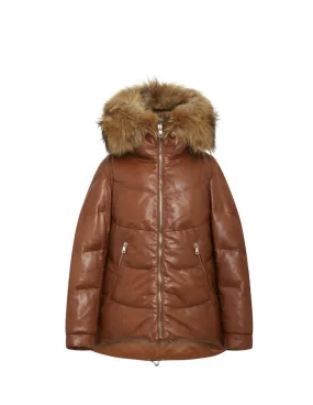 Doudoune en cuir femme Giorgio Ref 58337 Whisky