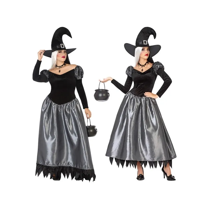 Déguisement sorcière noire et argent - Halloween Grande Taille - Magie du Déguisement