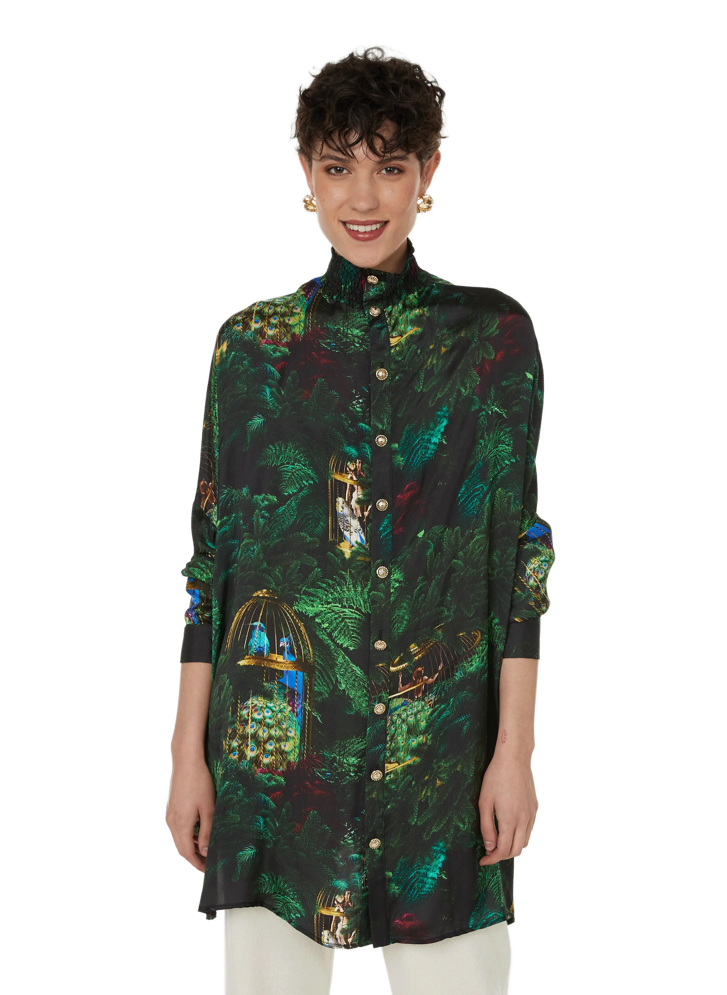 FÊTE IMPÉRIALE  Blouse à col victorien en viscose imprimée Appolonie - Vert