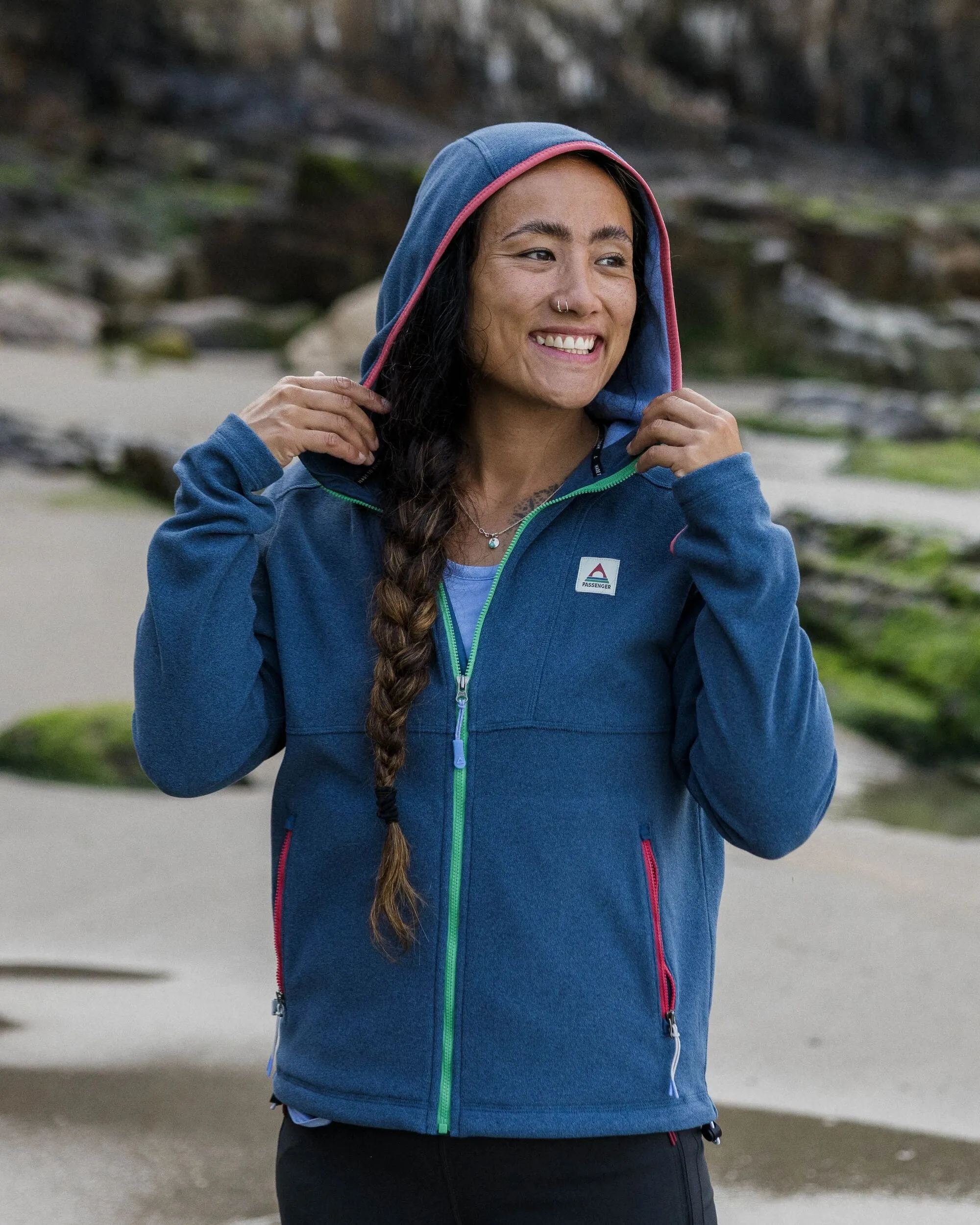 Hoodie en polaire recyclée pour femmes - Dark Denim Marl