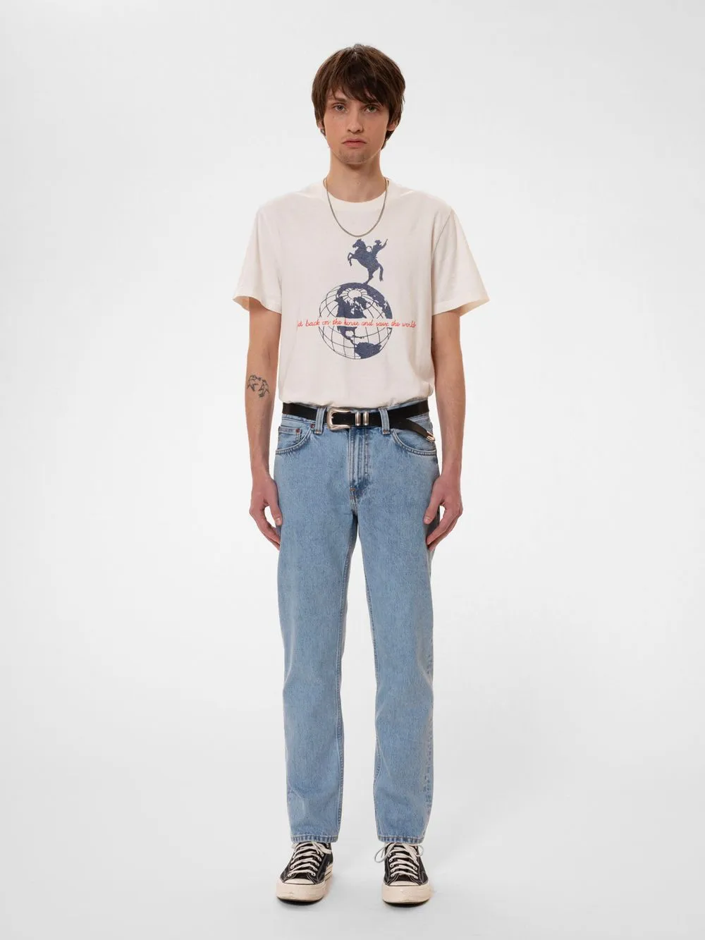 Jean droit en coton bio | bleu clair "gritty jackson summer clouds" homme