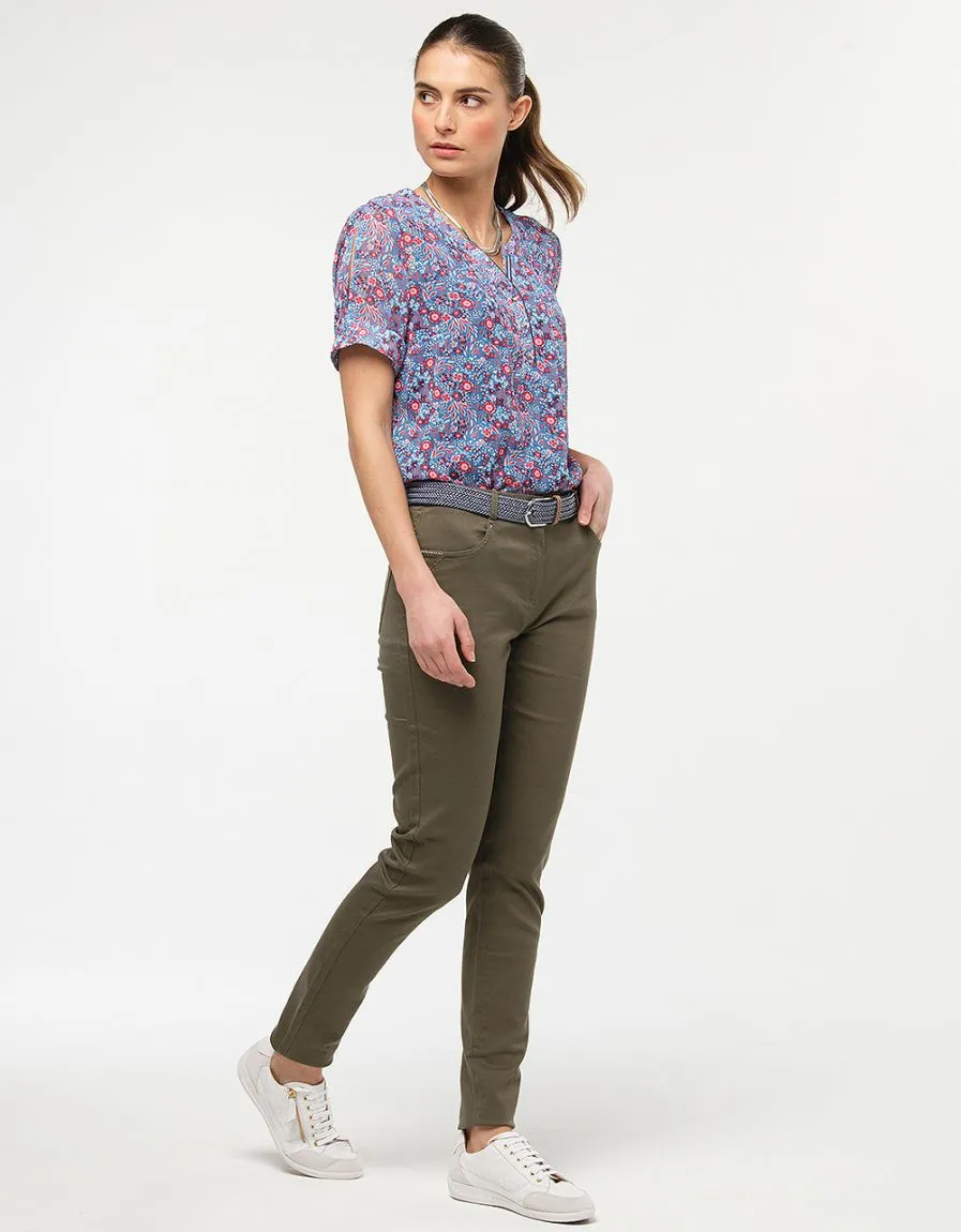 Jean slim vert kaki coton 