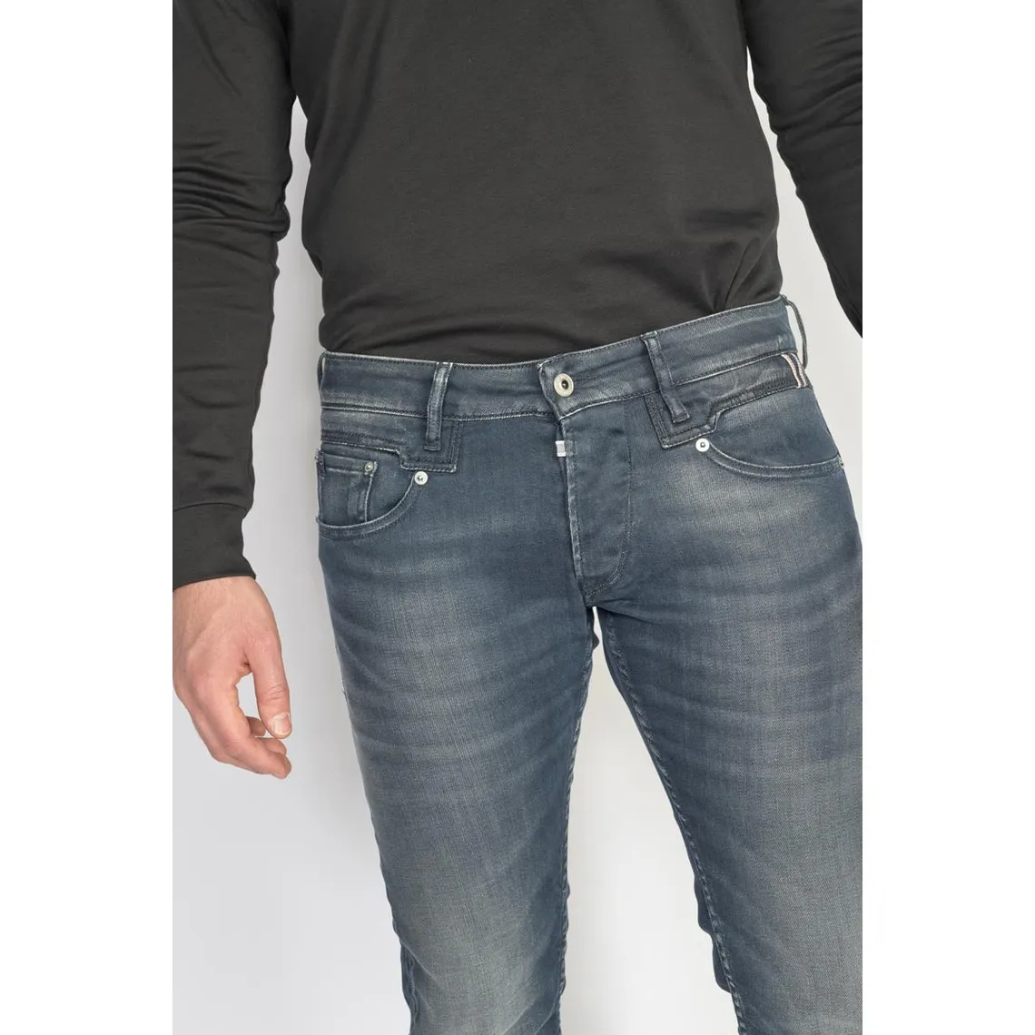 Jeans ajusté stretch 700/11, longueur 33 bleu en coton Karl Le Temps des Cerises - Jean Homme sur MenCorner