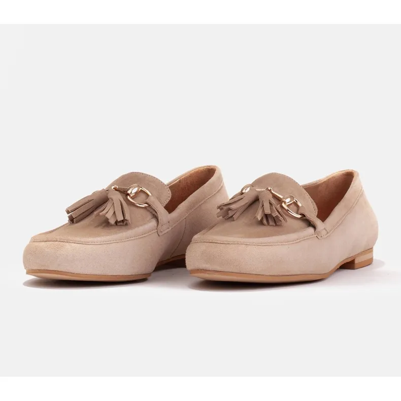 Marco Shoes Mocassins en cuir à franges 2199P-047-1 beige