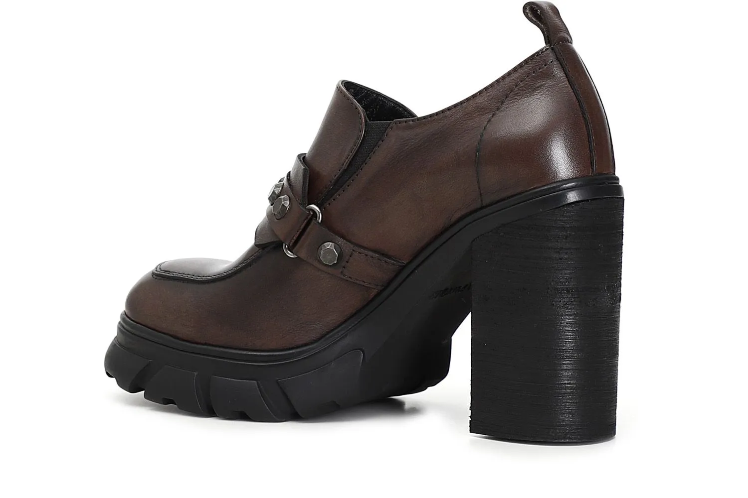 mocassins avec talon haut et passant enrichi de cabochons - CafèNoir