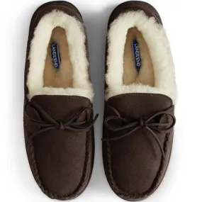 Mocassins d'Intérieur en Daim et Laine Shearling, Homme Pied Standard