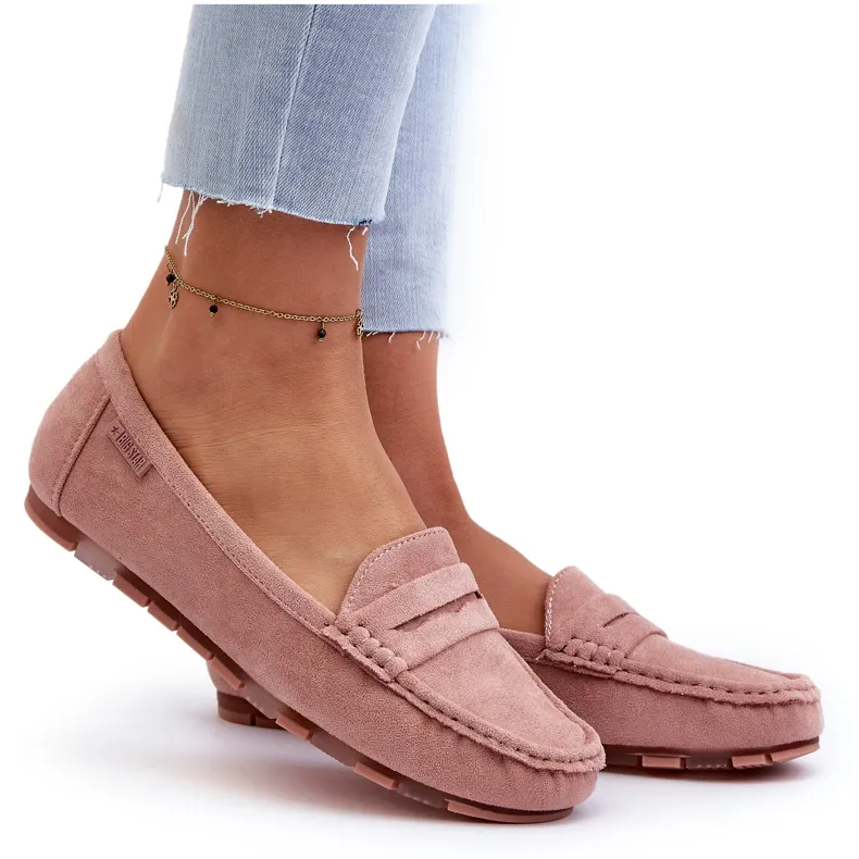 Mocassins en daim écologique pour femmes Big Star NN274928 système de mousse à mémoire de forme rose
