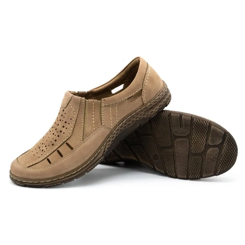 Olivier Mocassins homme en cuir pour l'été 492MA beige