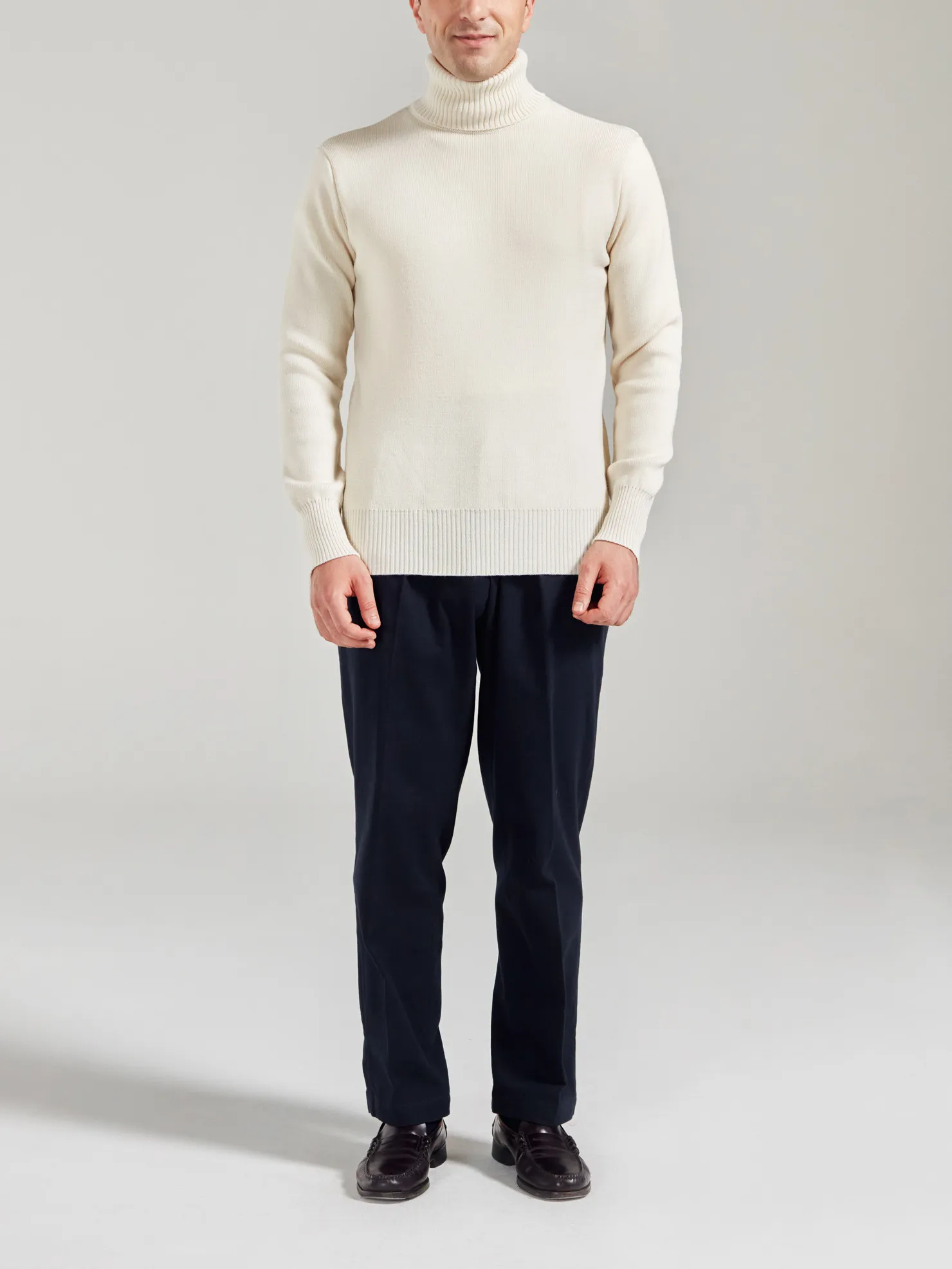 Pull Col Roulé Écru