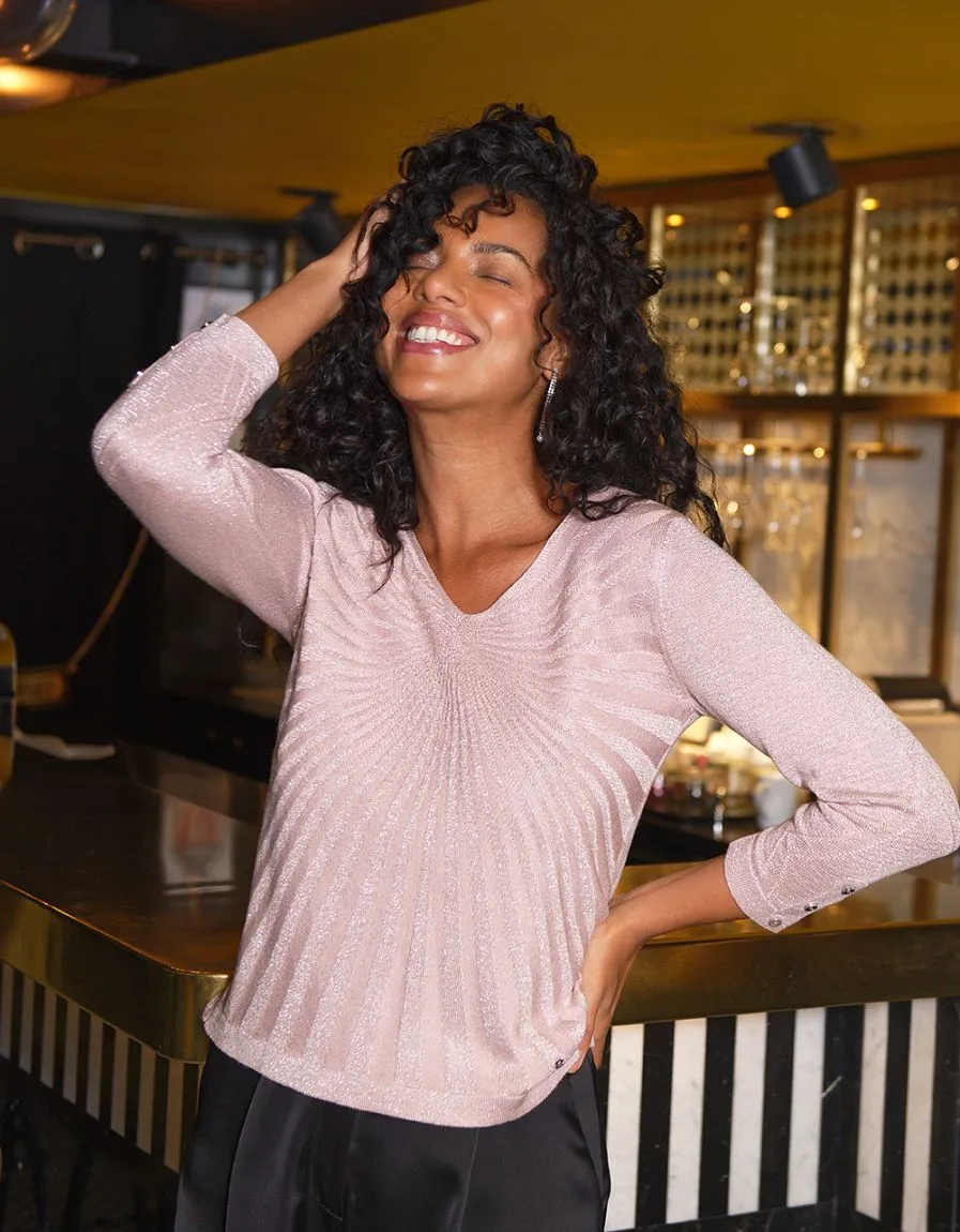 Pull rose irisé chic 