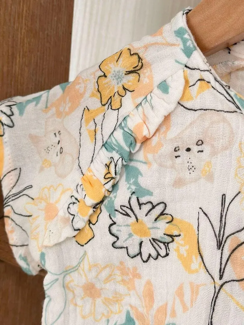 Robe bébé en gaze de coton Capucine - Ecru