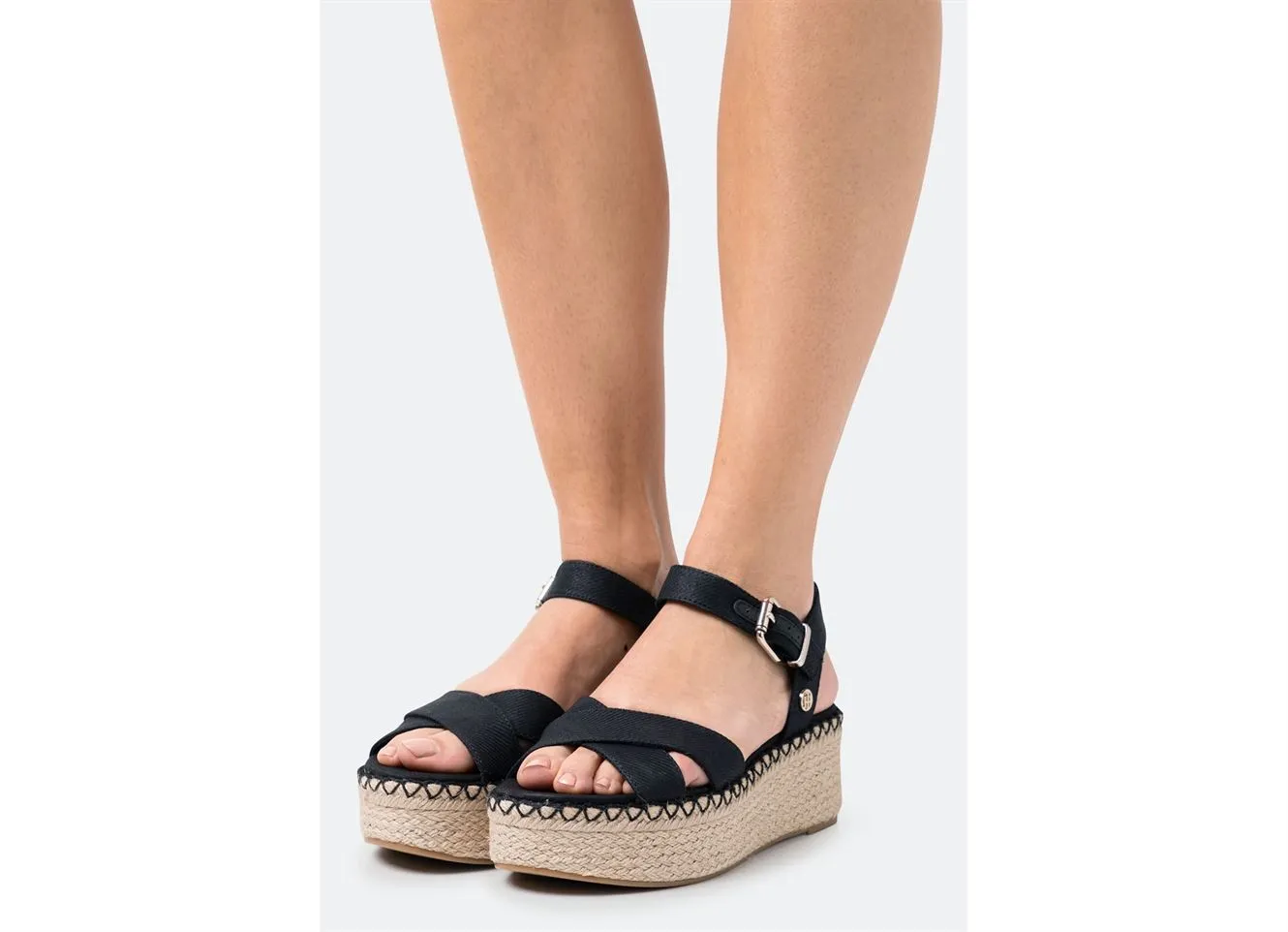 sandales compensees Tommy hilfiger  Shiny touches platform wedge 6245 noir 