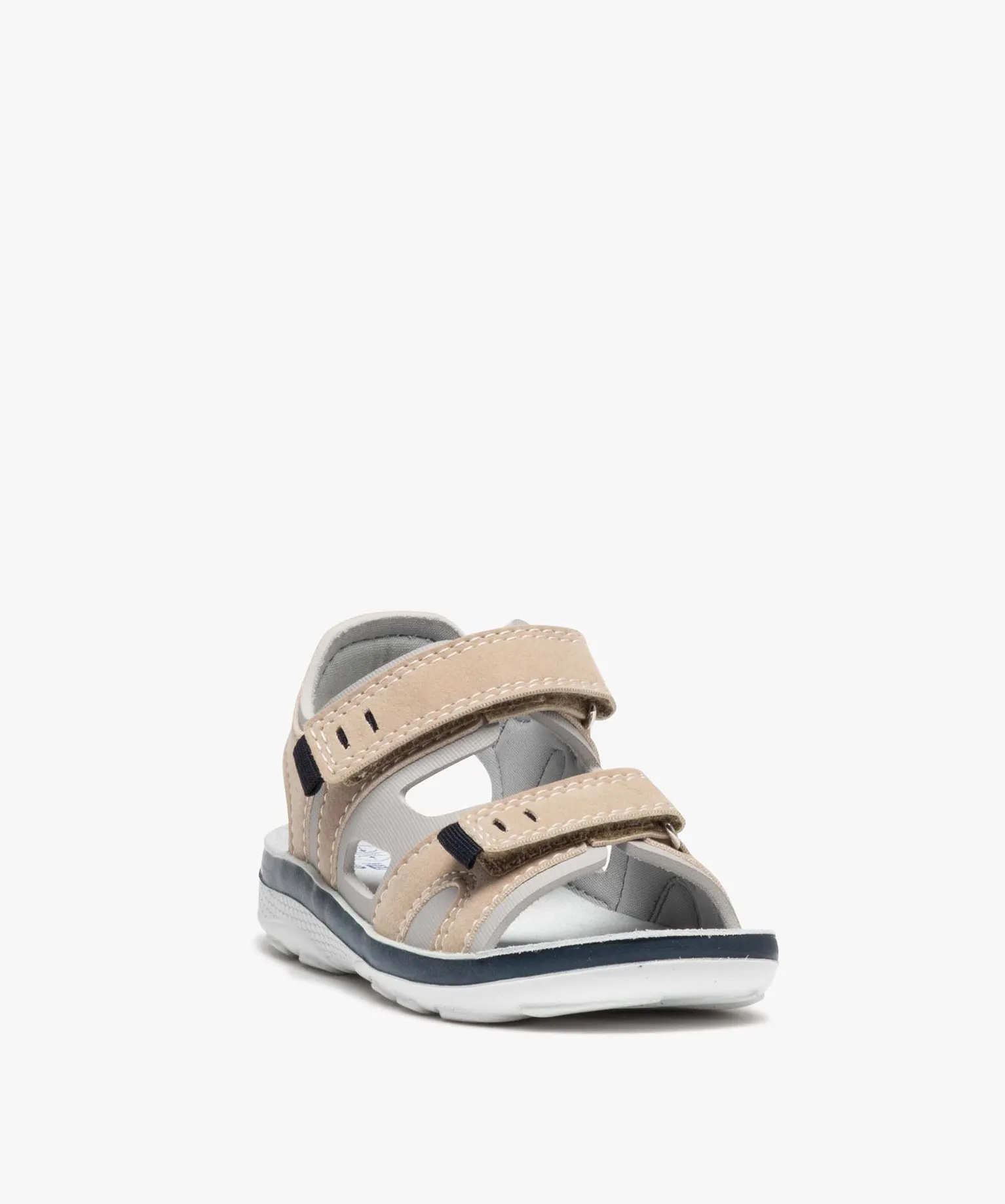 sandales garcon dessus suede avec brides a scratch beige sandales et nu-pieds