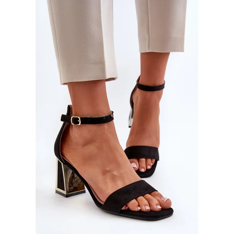 Sandales Pholia en daim noir sur talon haut le noir