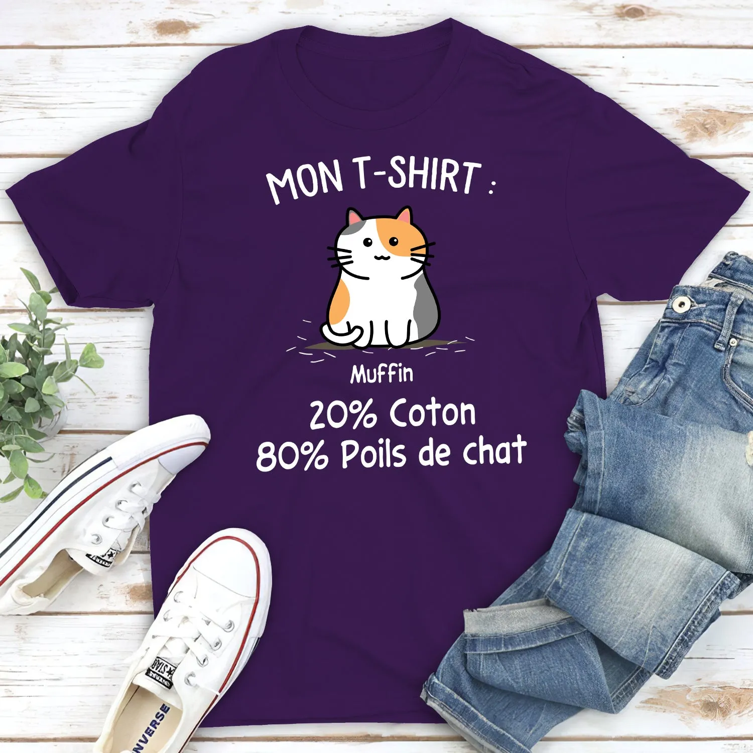 T-shirt Unisex Personnalisé - Mon T-shirt De Poils De Chat