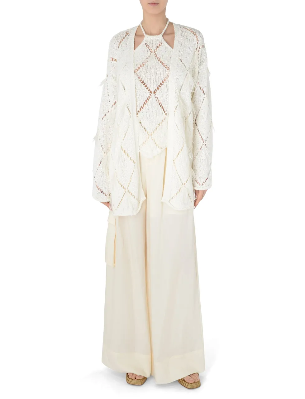 Twinset Cardigan avec plumes blanches