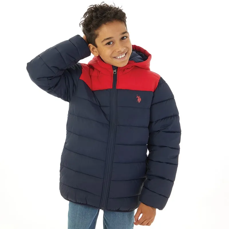 U.S. POLO ASSN. Vestes Puffa Block Yoke Garçon Bleu