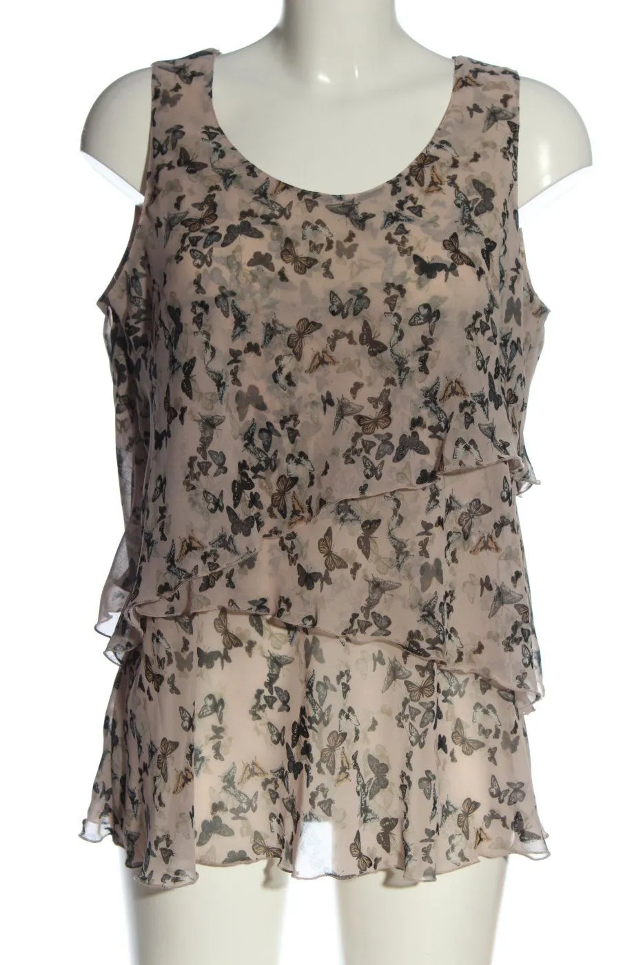 zaffiri Blouse sans manche blanc cassé-brun imprimé allover