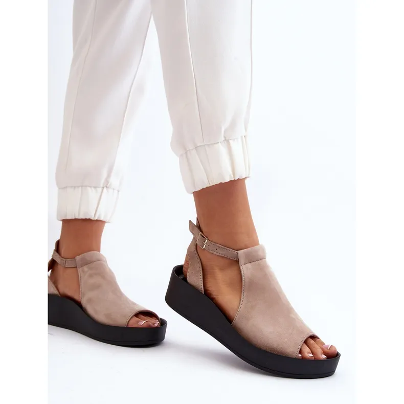 Zazoo 2914 Sandales Femme Daim Beige
